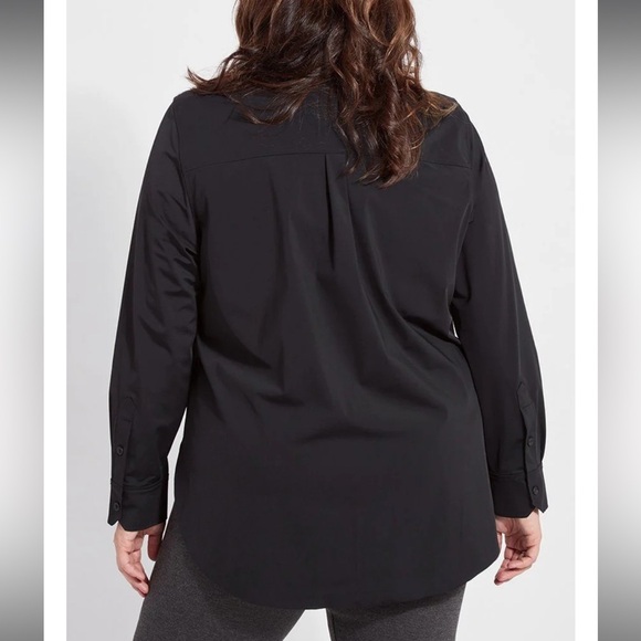 NWT Lysse’ 3X Black Schiffer Button Down Tunic Shirt Lyssentials Microfiber New - Picture 2 of 10